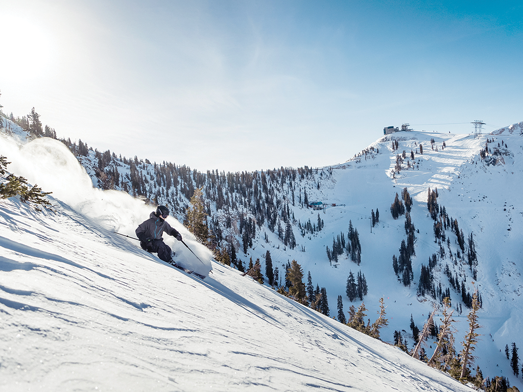 linking turns on the Cirque at Snowbird, Little Cottonwood Canyon, Utah
